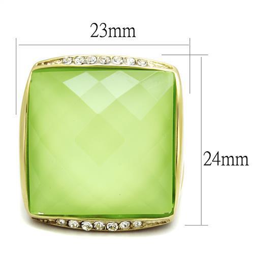 MATK2661 - IP Gold(Ion Plating) Stainless Steel Ring with Synthetic Synthetic Stone in Apple Green color