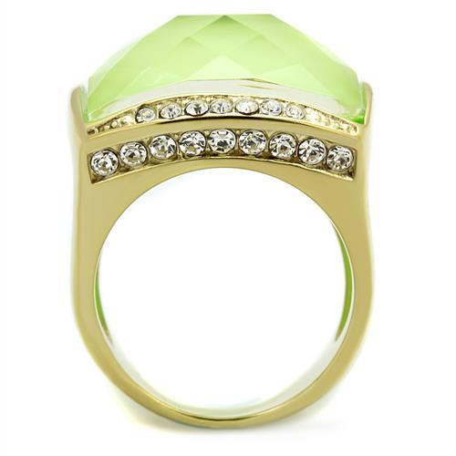 MATK2661 - IP Gold(Ion Plating) Stainless Steel Ring with Synthetic Synthetic Stone in Apple Green color