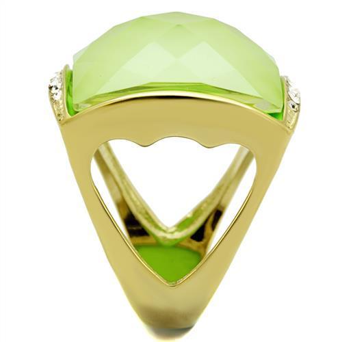 MATK2661 - IP Gold(Ion Plating) Stainless Steel Ring with Synthetic Synthetic Stone in Apple Green color