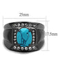 MATK2662 - IP Light Black  (IP Gun) Stainless Steel Ring with Synthetic Turquoise in Sea Blue