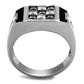 MATK2663 - High polished (no plating) Stainless Steel Ring with AAA Grade CZ  in Jet