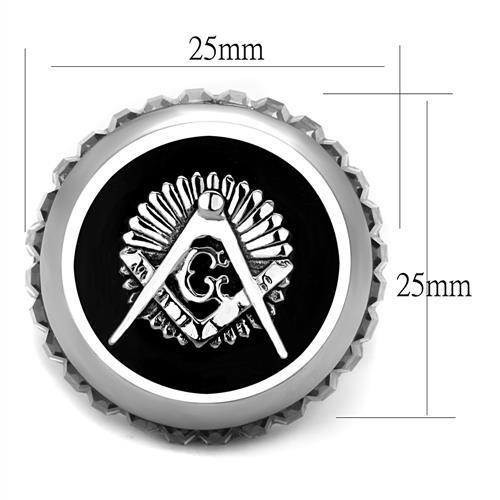 MATK2666 - High polished (no plating) Stainless Steel Ring with Top Grade Crystal  in Jet