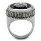 MATK2666 - High polished (no plating) Stainless Steel Ring with Top Grade Crystal  in Jet