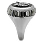 MATK2666 - High polished (no plating) Stainless Steel Ring with Top Grade Crystal  in Jet