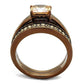 MATK2670 - IP Coffee light Stainless Steel Ring with AAA Grade CZ  in Champagne