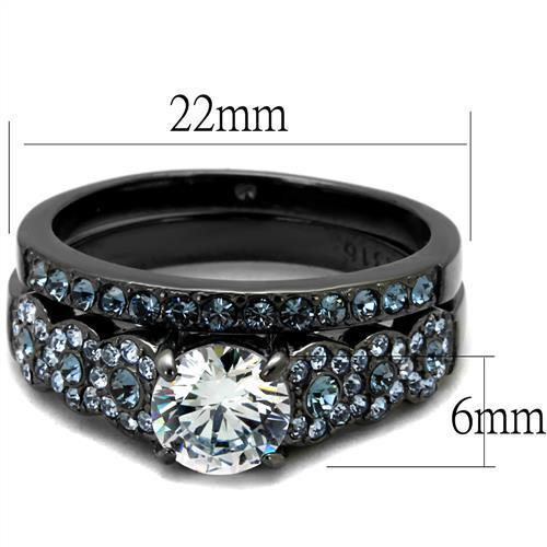 MATK2671 - IP Light Black  (IP Gun) Stainless Steel Ring with AAA Grade CZ  in Clear