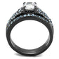 MATK2671 - IP Light Black  (IP Gun) Stainless Steel Ring with AAA Grade CZ  in Clear