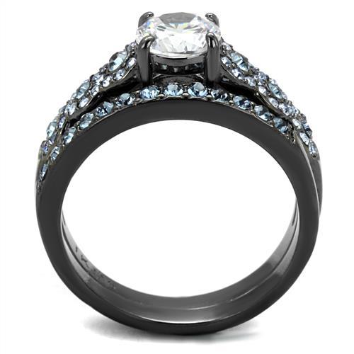 MATK2671 - IP Light Black  (IP Gun) Stainless Steel Ring with AAA Grade CZ  in Clear