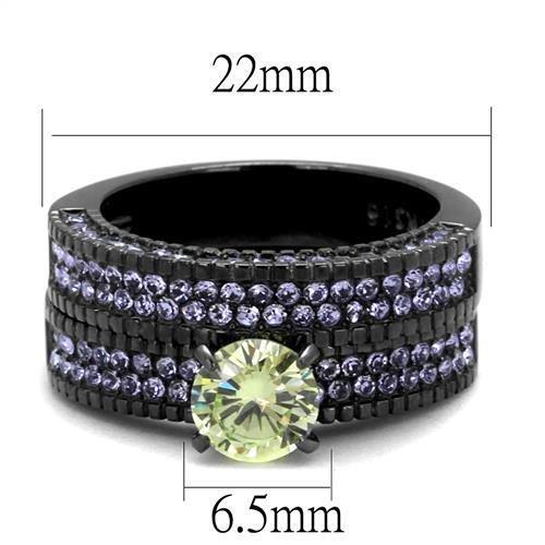MATK2672 - IP Light Black  (IP Gun) Stainless Steel Ring with AAA Grade CZ  in Apple Green color