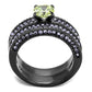 MATK2672 - IP Light Black  (IP Gun) Stainless Steel Ring with AAA Grade CZ  in Apple Green color