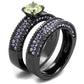 MATK2672 - IP Light Black  (IP Gun) Stainless Steel Ring with AAA Grade CZ  in Apple Green color