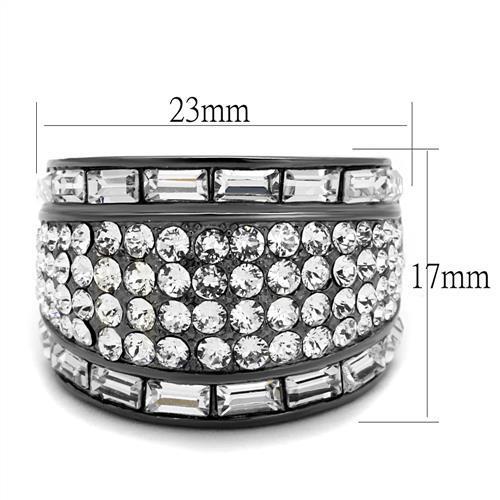 MATK2673 - IP Light Black  (IP Gun) Stainless Steel Ring with Top Grade Crystal  in Clear