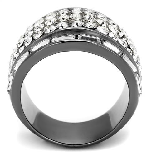 MATK2673 - IP Light Black  (IP Gun) Stainless Steel Ring with Top Grade Crystal  in Clear