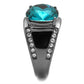 MATK2678 - IP Light Black  (IP Gun) Stainless Steel Ring with Top Grade Crystal  in Blue Zircon
