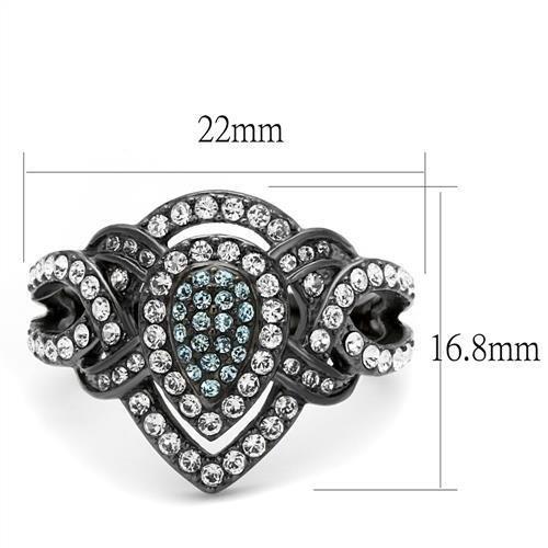 MATK2679 - IP Light Black  (IP Gun) Stainless Steel Ring with Top Grade Crystal  in Multi Color