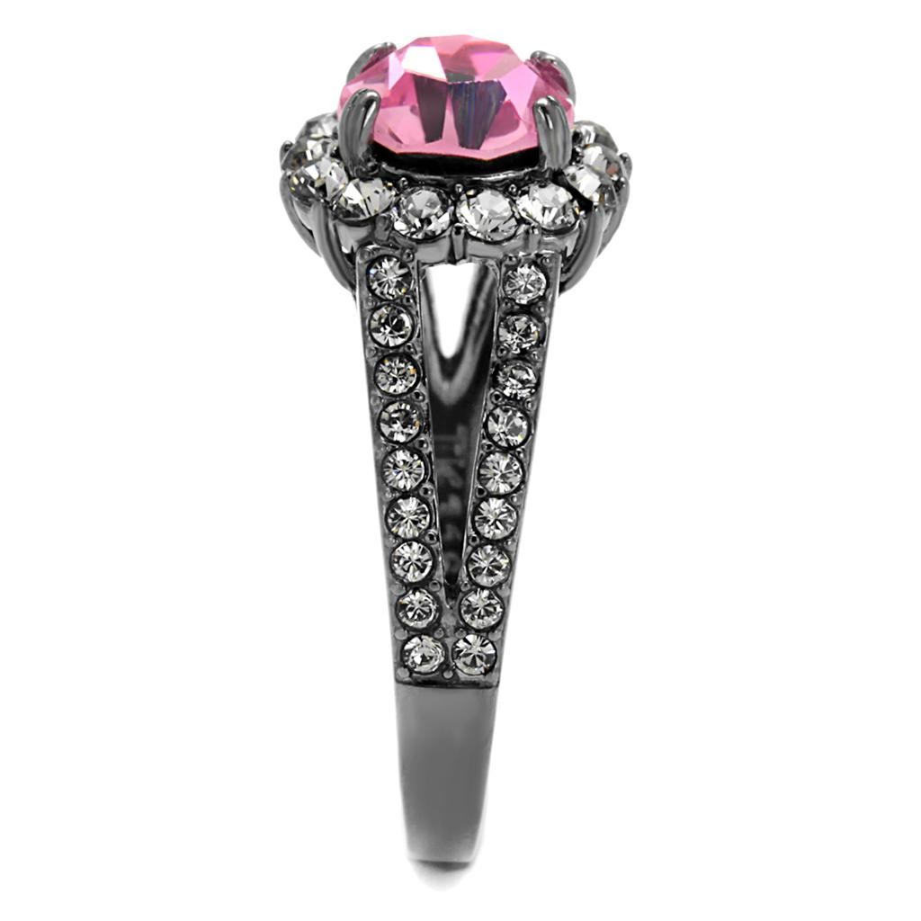 MATK2680 - IP Light Black  (IP Gun) Stainless Steel Ring with Top Grade Crystal  in Light Rose