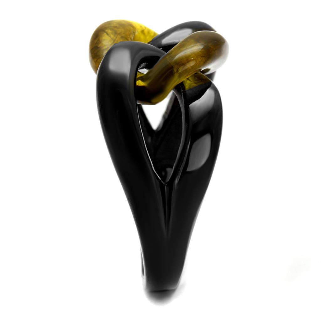 MATK2682 - IP Black(Ion Plating) Stainless Steel Ring with Synthetic Synthetic Stone in Topaz