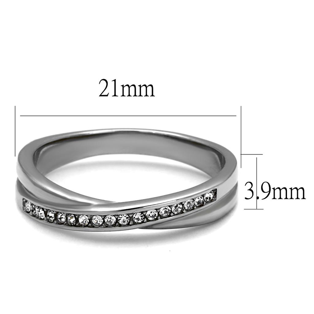 MATK2684 - High polished (no plating) Stainless Steel Ring with Top Grade Crystal  in Clear