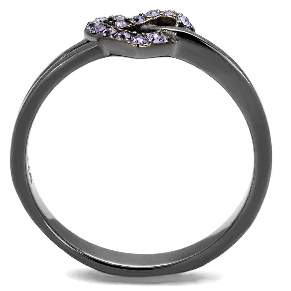 MATK2685 - IP Light Black  (IP Gun) Stainless Steel Ring with Top Grade Crystal  in Light Amethyst
