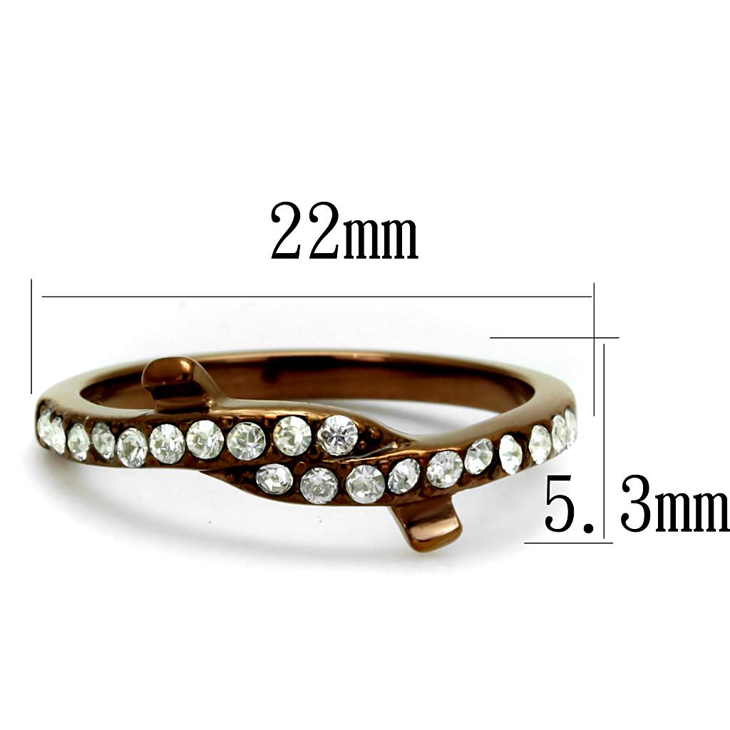MATK2687 - IP Coffee light Stainless Steel Ring with Top Grade Crystal  in Clear