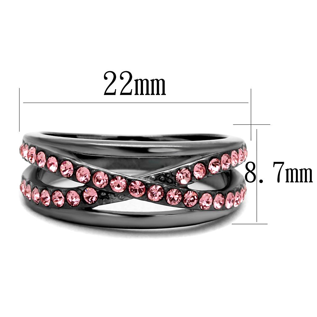 MATK2688 - IP Light Black  (IP Gun) Stainless Steel Ring with Top Grade Crystal  in Light Peach