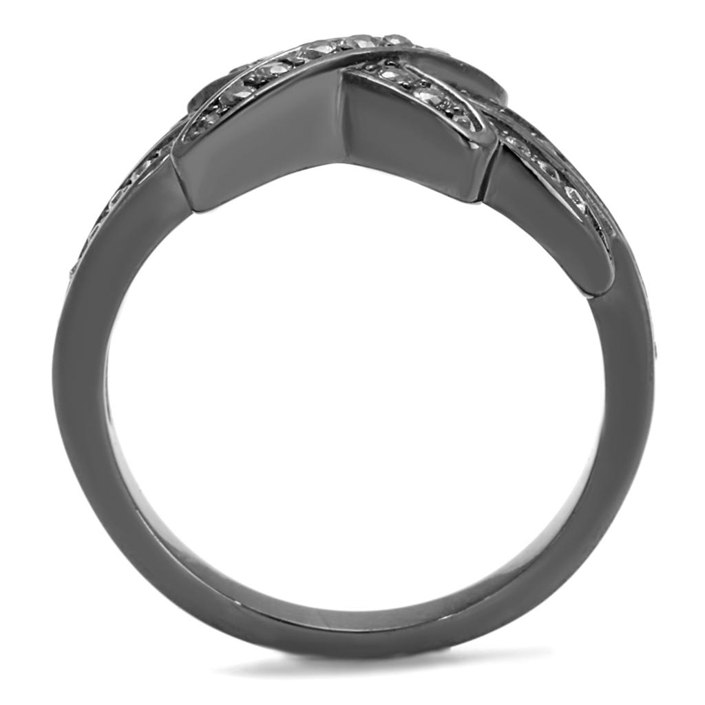 MATK2689 - IP Light Black  (IP Gun) Stainless Steel Ring with AAA Grade CZ  in Clear