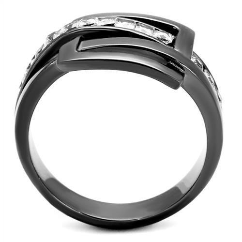 MATK2690 - IP Light Black  (IP Gun) Stainless Steel Ring with AAA Grade CZ  in Clear