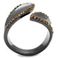 MATK2692 - IP Light Black  (IP Gun) Stainless Steel Ring with Top Grade Crystal  in Smoked Quartz