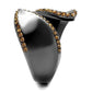 MATK2692 - IP Light Black  (IP Gun) Stainless Steel Ring with Top Grade Crystal  in Smoked Quartz