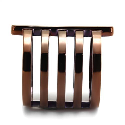 MATK2697 - IP Coffee light Stainless Steel Ring with Top Grade Crystal  in Light Coffee