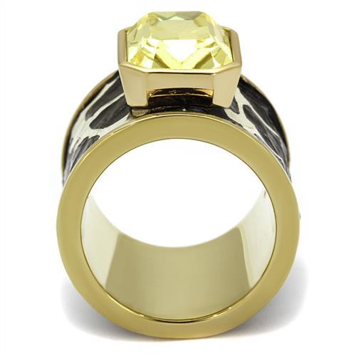 MATK2701 - IP Gold(Ion Plating) Stainless Steel Ring with Top Grade Crystal  in Citrine Yellow