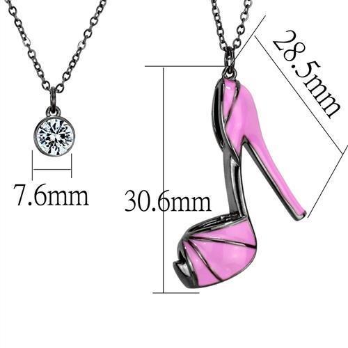 MATK2703 - IP Light Black  (IP Gun) Stainless Steel Chain Pendant with Top Grade Crystal  in Clear