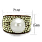 MATK2715 - IP Coffee light Stainless Steel Ring with Synthetic Pearl in White