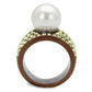 MATK2715 - IP Coffee light Stainless Steel Ring with Synthetic Pearl in White
