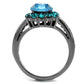 MATK2716 - IP Light Black  (IP Gun) Stainless Steel Ring with Top Grade Crystal  in Sea Blue