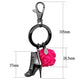 MATK2718 - IP Light Black  (IP Gun) Stainless Steel Key Ring with Synthetic Synthetic Stone in Rose