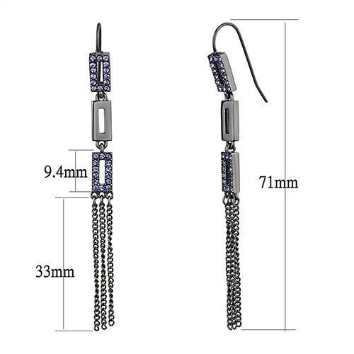 MATK2722 - IP Light Black  (IP Gun) Stainless Steel Earrings with Top Grade Crystal  in Tanzanite