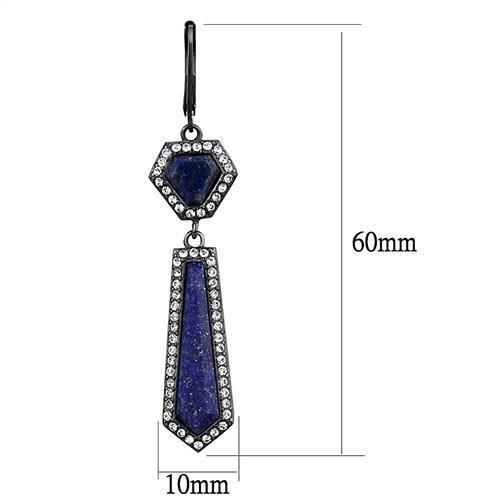 MATK2723 - IP Light Black  (IP Gun) Stainless Steel Earrings with Precious Stone Lapis in Montana
