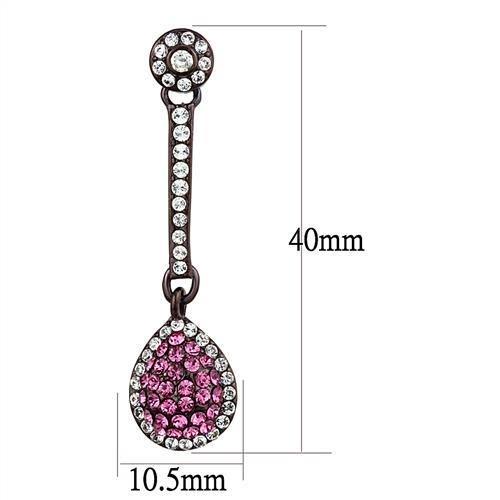 MATK2724 - IP Dark Brown (IP coffee) Stainless Steel Earrings with Top Grade Crystal  in Rose
