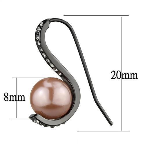 MATK2728 - IP Light Black  (IP Gun) Stainless Steel Earrings with Synthetic Pearl in Light Peach