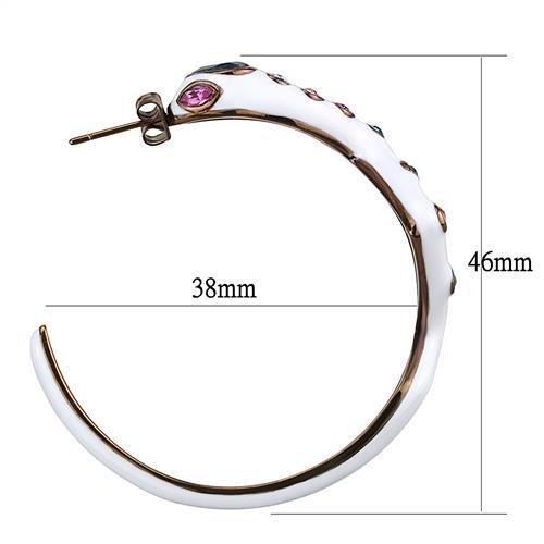 MATK2729 - IP Coffee light Stainless Steel Earrings with Top Grade Crystal  in Multi Color