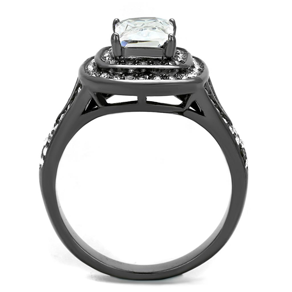 MATK2731 - IP Light Black  (IP Gun) Stainless Steel Ring with AAA Grade CZ  in Clear