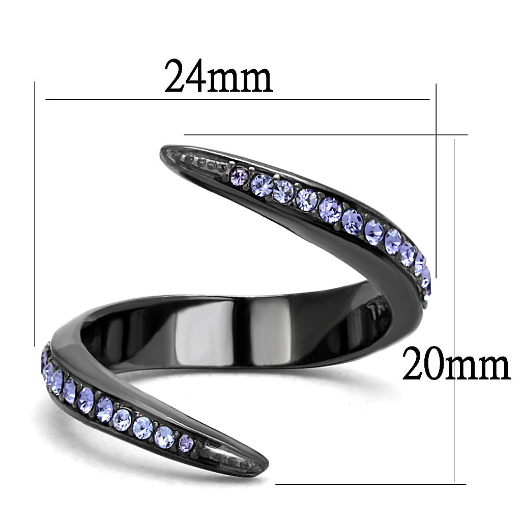 MATK2732 - IP Light Black  (IP Gun) Stainless Steel Ring with Top Grade Crystal  in Tanzanite