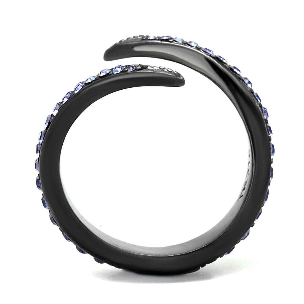 MATK2732 - IP Light Black  (IP Gun) Stainless Steel Ring with Top Grade Crystal  in Tanzanite