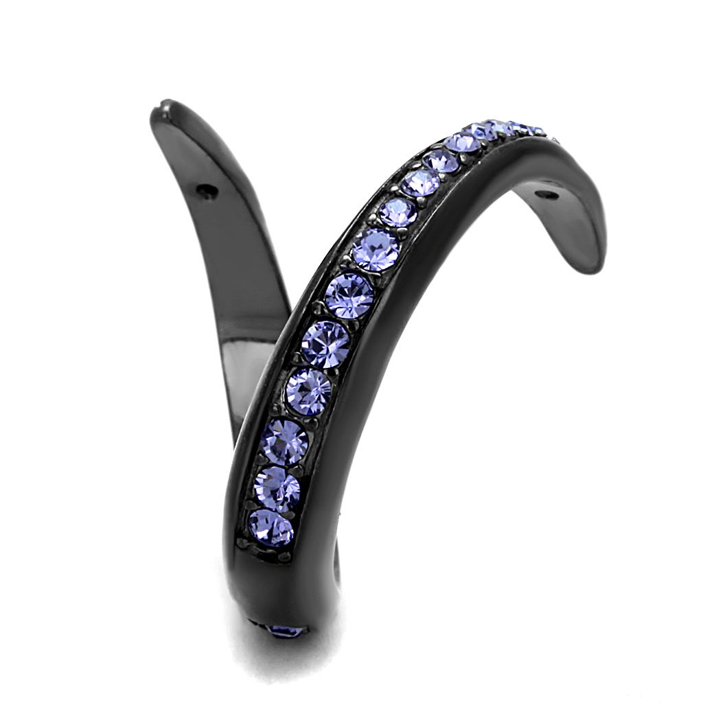 MATK2732 - IP Light Black  (IP Gun) Stainless Steel Ring with Top Grade Crystal  in Tanzanite