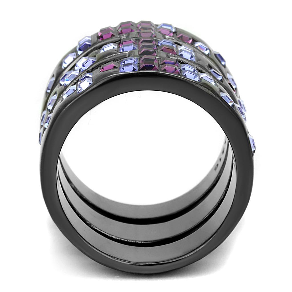 MATK2734 - IP Light Black  (IP Gun) Stainless Steel Ring with Top Grade Crystal  in Multi Color