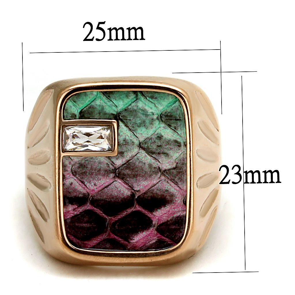 MATK2737 - IP Rose Gold(Ion Plating) Stainless Steel Ring with Leather  in Multi Color