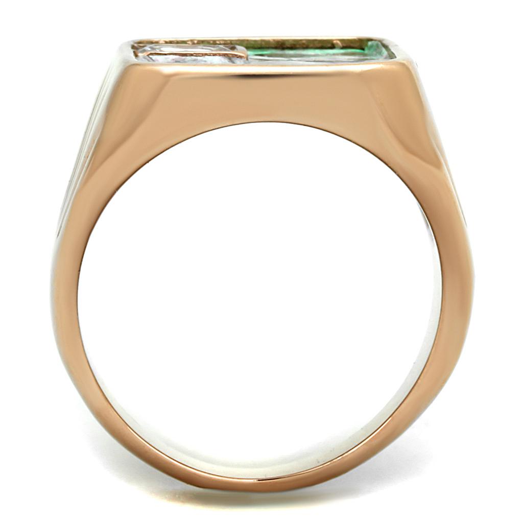 MATK2737 - IP Rose Gold(Ion Plating) Stainless Steel Ring with Leather  in Multi Color