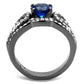 MATK2740 - IP Light Black  (IP Gun) Stainless Steel Ring with Synthetic Spinel in London Blue