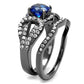 MATK2740 - IP Light Black  (IP Gun) Stainless Steel Ring with Synthetic Spinel in London Blue